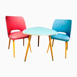 3 Series Cocktail Chairs and Kidney Table Set, 1950s, Set of 3