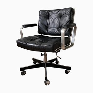 Vintage Office Chair in Aluminum and Leather by Karl Ekselius for Joc Vetlanda