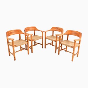 Fauteuils Mid-Century en Pin par Rainer Daumiller, 1970s, Set de 4