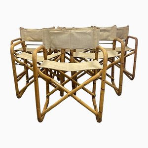 Italian Folding Chairs in Bamboo, 1960s, Set of 6