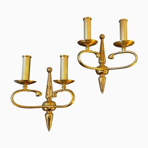 Solid Brass Wall Sconces by Sciolari Rome, 1960s, Set of 2