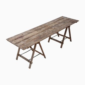 Vintage Trestle Dining Table in Pine
