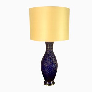 Art Deco Era Ceramic with Gold Shaped Blue Decoration Lamp from Sèvres