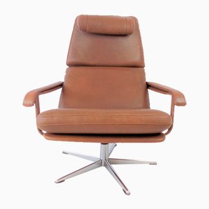 Gold Leather Lounge Chair, 1960s
