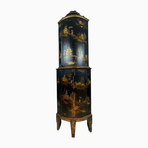 Antique Chinese Black Lacquered Corner Cabinet, 19th Century