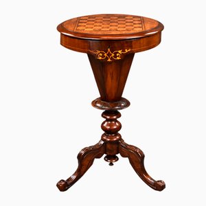 Victorian Mahogany Inlaid Trumpet Sewing Table