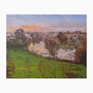 Jackson Gary, Richmond Terrace, Winter Sunset, 2016, Oil on Board