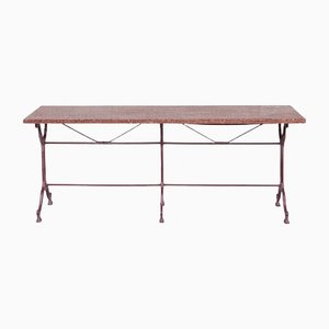 Mid-Century French Red Marble and Painted Iron Garden Table
