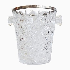 Crystal Glass Champagne Bucket with Silver Rim