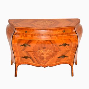 Antique Dutch Inlaid Marquetry Bombe Commode in Olive Wood