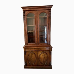 Antique Victorian Figured Mahogany Glazed Cupboard