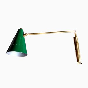Space Age Italian Vintage Brass Wall Lamp in the style of Stilnovo