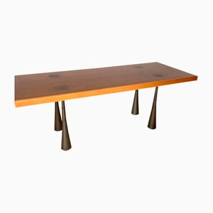 Wooden Table with Cast Iron Legs by Angelo Mangiarotti for La Sorgente del Mobile