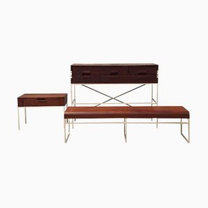 Elios Collection Bench, 2 Nightstands & Auxiliary Table by Antonio Citterio for Maxalto, Set of 5