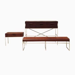 Elios Collection Bench, 2 Nightstands & Auxiliary Table by Antonio Citterio for Maxalto, Set of 5