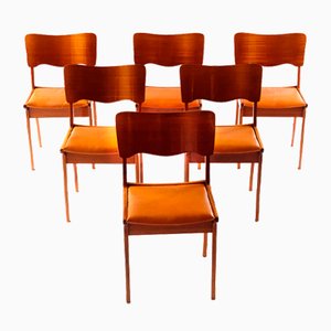 Skandinavische Esszimmerstühle aus Buche & Leder, 1960er, 6er Set