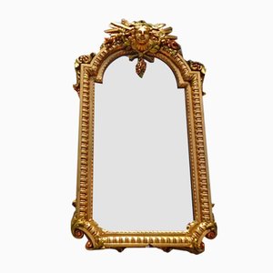 Louis XIV Gold Paint on Carved Wood Mirror by V.F., 1980s