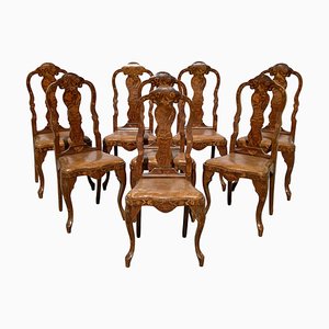 Dutch Chairs with Inlays, 1800s, Set of 8