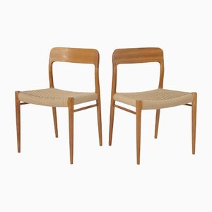 Oak Chairs #75 by Niels Otto Møller for J. L. Møllers, 1950s, Set of 2