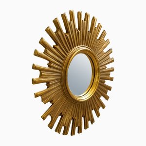 Espejo francés en forma de sol dorado, años 50