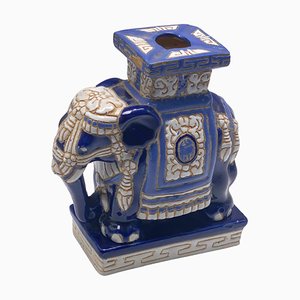 Hollywood Regency Chinese Blue Elephant Garden Plant Stand