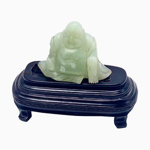 Chinesische Geschnitzte Jade Figur des Lachenden Buddha, Budai, 1900er