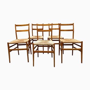 Italian Light 646 Chairs by Gio Ponti for Cassina, 1950s, Set of 5