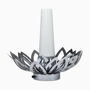 Lampada floreale in acciaio inossidabile di Jacqueline Trocmé, anni '70