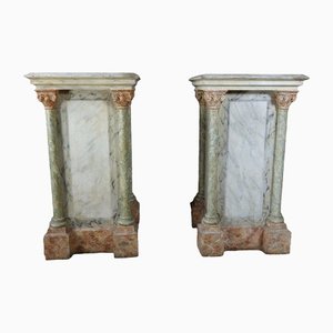 Colonne grandi in legno e simil marmo, set di 2