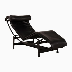 Chaise Longue LC 4 en Cuir Noir par Le Corbusier pour Cassina