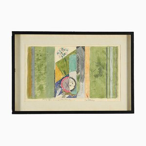 Giorgio Bellandi, Abstract Composition, 20th-Century, Mixed Media on Paper, Framed