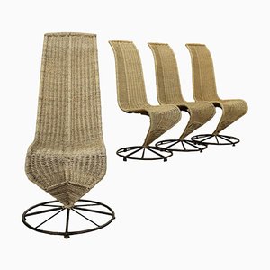 S Chairs in Rope from Most, 1970s, Set of 4