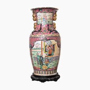 Large Chinese Polychrome Famille Rose Vase, 1900s