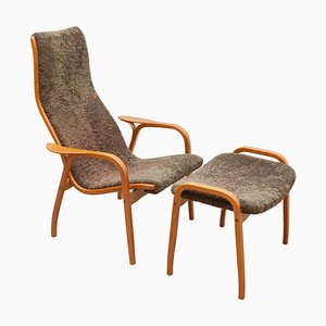 Lounge Chair and Stool Lamino by Yngve Ekström for Swedese, Set of 2