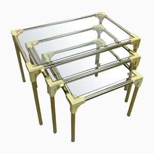 Nesting Tables with Glass Plates, Set of 3