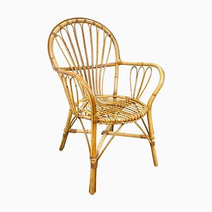 Vintage Rattan Chair with Armrests