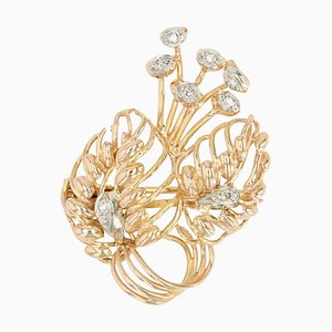 French Diamond & 18 Karat Rose Gold Bouquet Brooch, 1960s