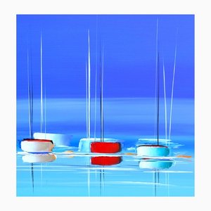 Eric Munsch, L'envolée bleue, 2022, óleo sobre lienzo