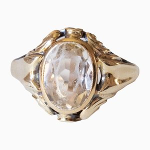 Vintage 14 Karat Gold Quarz Ring, 1950er
