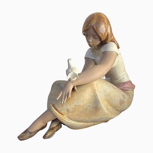 Ceramic Girl With Dove Statue from Lladro