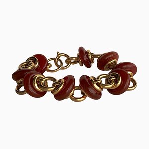 Cornelians and 18 Karat Gold Chain Bracelet