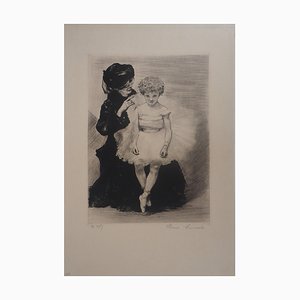 Incisione originale di Paul Renouard, Ballerina con sua madre, 1893