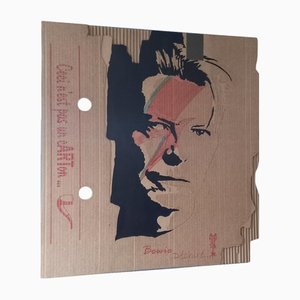2mé, Torn Bowie, 2021, Carved Wood Imitating Cardboard