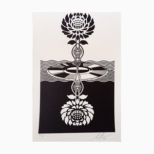 Shepard Fairey (Obey), Post-Punk Flower (Black) 2022, Typographic Print