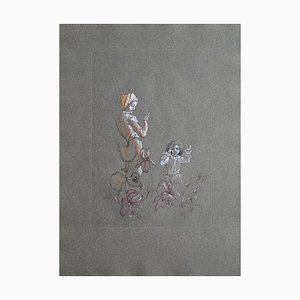 Léonor Fini, Woman and Child with Flowers, 1981, Original Etching
