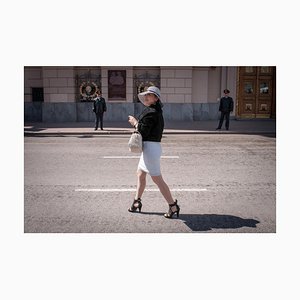 Didier Bizet, A Chic Moscow Woman Walks Alone on Tverskaya Avenue, Moscow, 2011, Photographic Fine Art Print
