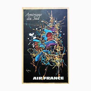 Affiche Publicitaire d'Air France Amérique du Sud Georges Mathieu, 1967