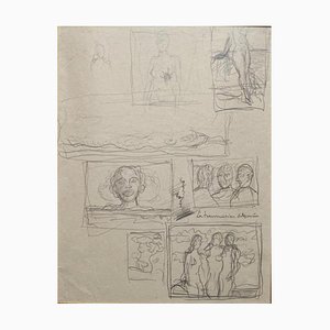 René Magritte, La Transmission de la Pensée, 20ème Siècle, Dessin Original au Crayon sur Papier