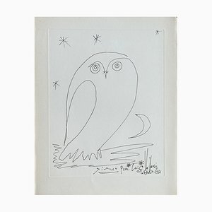 Grabado de Pablo Picasso, Owl Under the Stars, 1954
