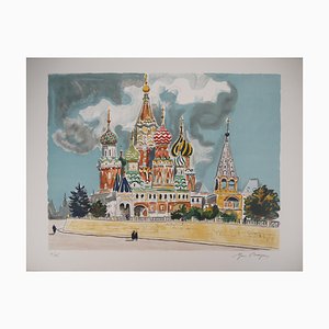 Yves Brayer, The Basilica of Basil the Blessed, 20th-Century, Original Lithograph